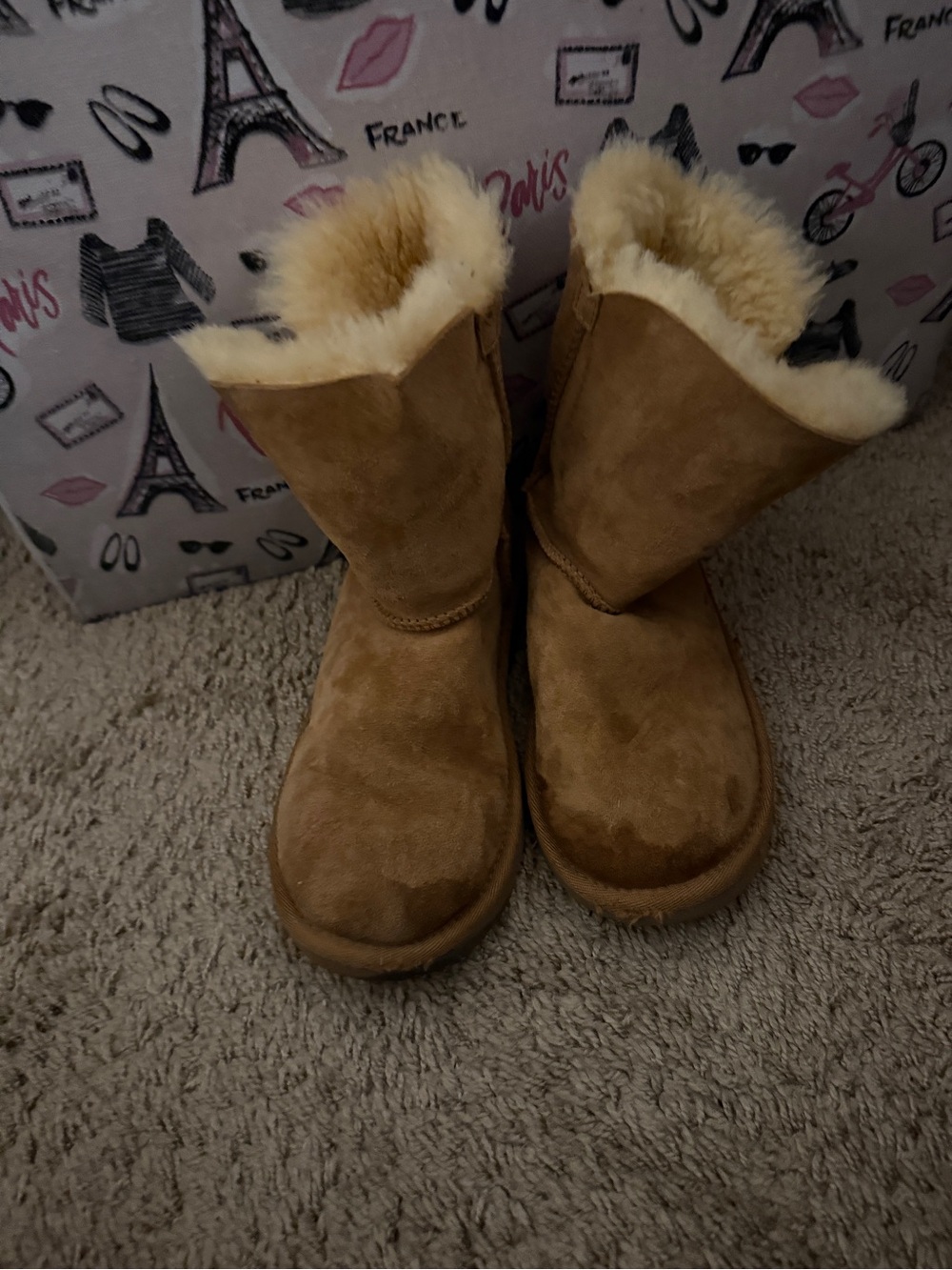 UGG Chestnut Suede Shearling Mid-Calf Boots